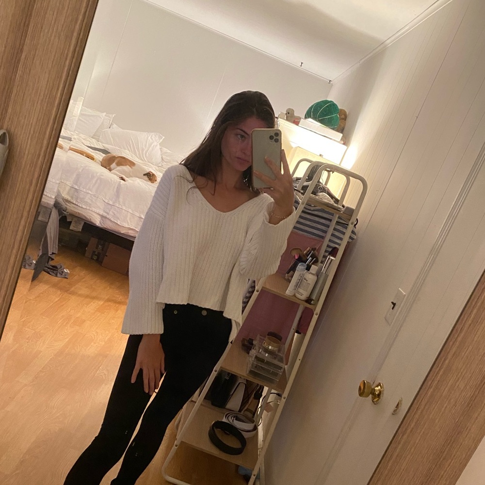 White Ribbed Sweater - Picture 3 of 6